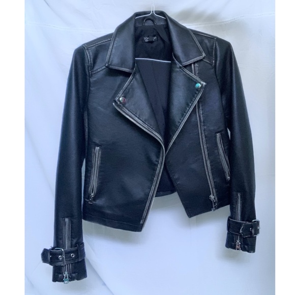 Women's Topshop black faux leather jacket - Picture 1 of 5